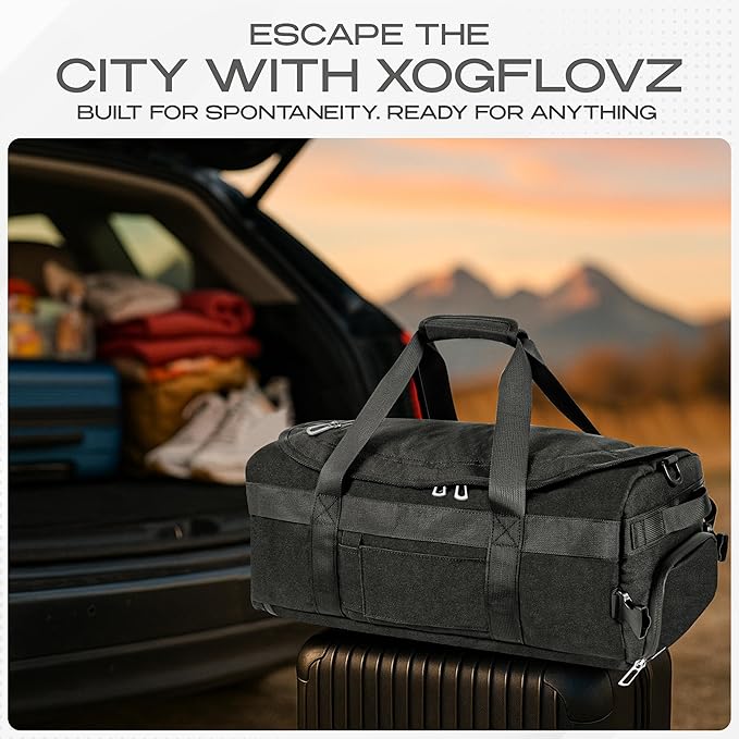 3-in-1 Duffle Bag Backpack for Men & Women –Travel Backpack with Cup Holder, Shoe & Laptop Compartment with Ventilation for Gym, Workout, Weekender, Traveling - 8.5 x 18.9 x 10.6 Inches