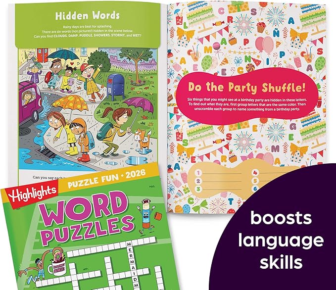 2026 Puzzle Fun Activity Book Gift Set for Kids 6 and Up, 4 Fun Books with Brain Teasers, Mazes, Word Games and More, Travel Activity and Puzzle Game Books for Kids