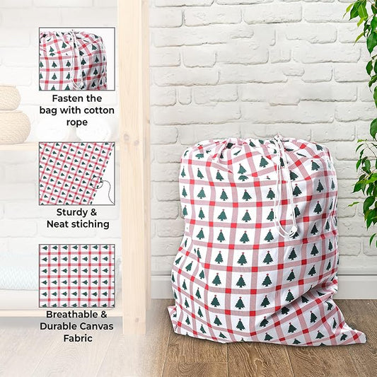 Urban Villa Laundry Bag Canvas|Dirty Clothes Travel Laundry Bag|Machine Washable|Reusable College Hostel Hamper Liner Bag for Garments Delicates Drawstring Closure 4 Pack Tree Print|Size 28X36 Inches