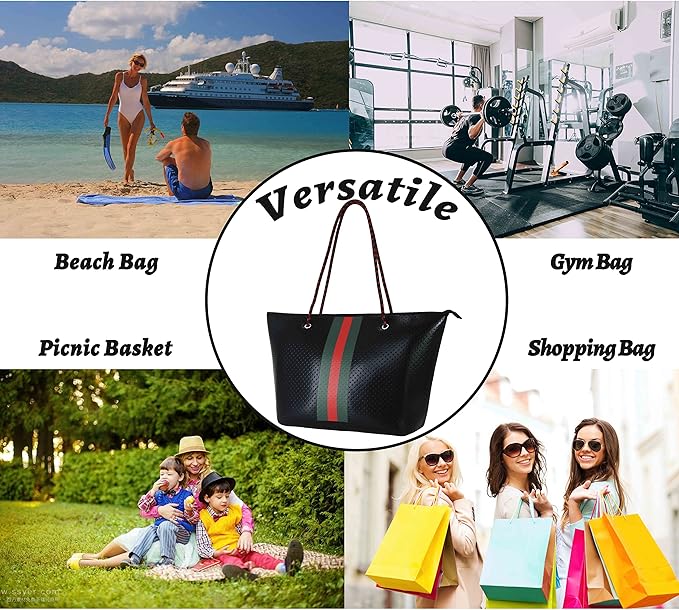 QOGiR Neoprene Multipurpose Beach Bag Tote with Inner Zipper Pocket … … … …