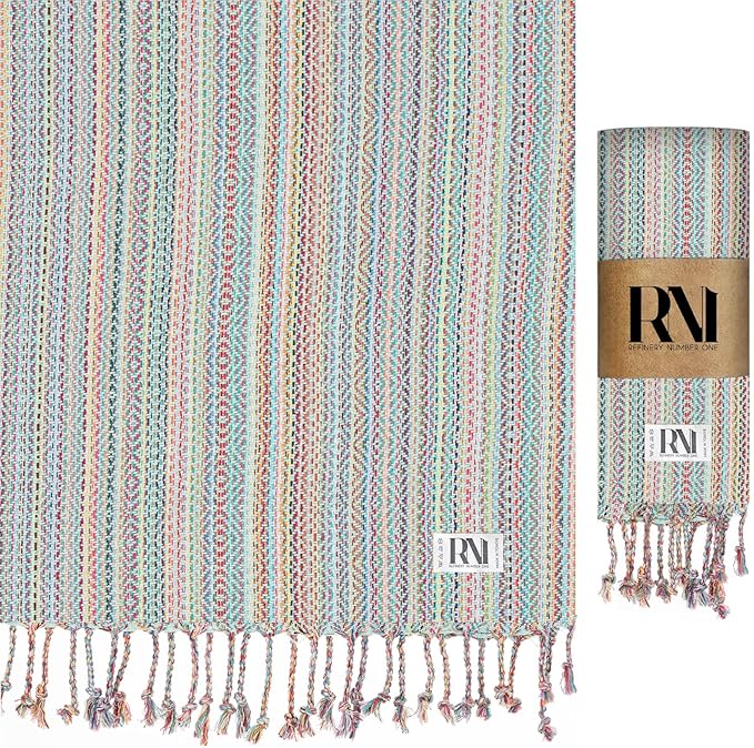 Refinery No. 1 Turkish Beach Towel, Oversized Quick Dry Lightweight, Sand Free, Pool and Swim Towel (Mint)