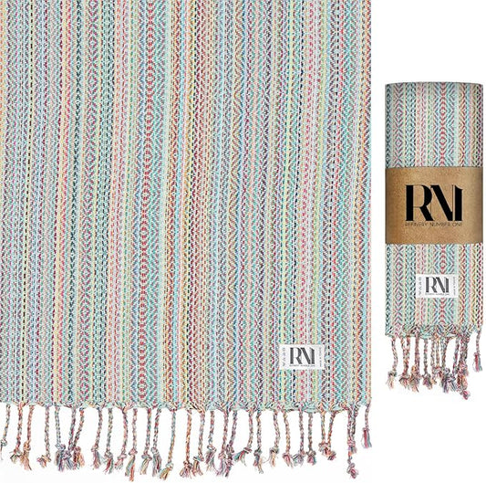 Refinery No. 1 Turkish Beach Towel, Oversized Quick Dry Lightweight, Sand Free, Pool and Swim Towel (Mint)