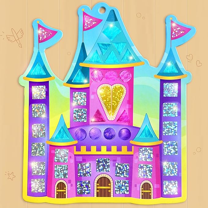 Imagimake Mirror Mosaic Princess & Unicorn Kids Art Set | DIY Craft Kit | Foil Stickers for Kids | Travel Toys | Christmas Activities for Girls 3-5-8 | Christmas Gift Ideas for Girls Ages 3,4,5,6,7,8