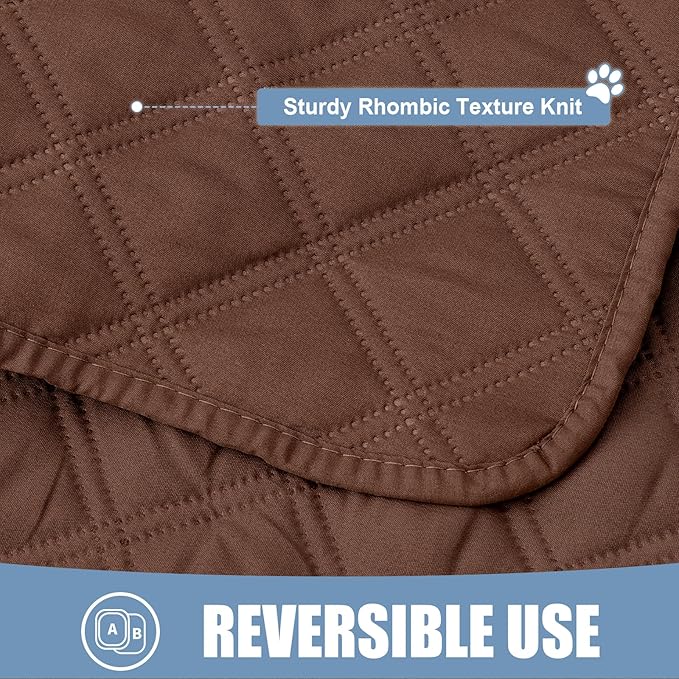 Smiry Waterproof Dog Bed Cover Pet Blanket, Soft Washable Dog Blanket for Furniture Bed Couch Sofa Reversible, Checkered (68"x82", Brown/Brown)