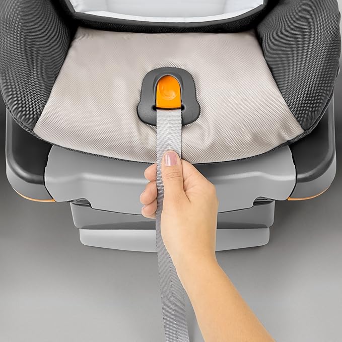 Chicco KeyFit Infant Car Seat and Base, Rear-Facing Seat for Infants 4-22 lbs., Includes Infant Head and Body Support, Compatible with Chicco Strollers, Baby Travel Gear | Encore/Black/Grey