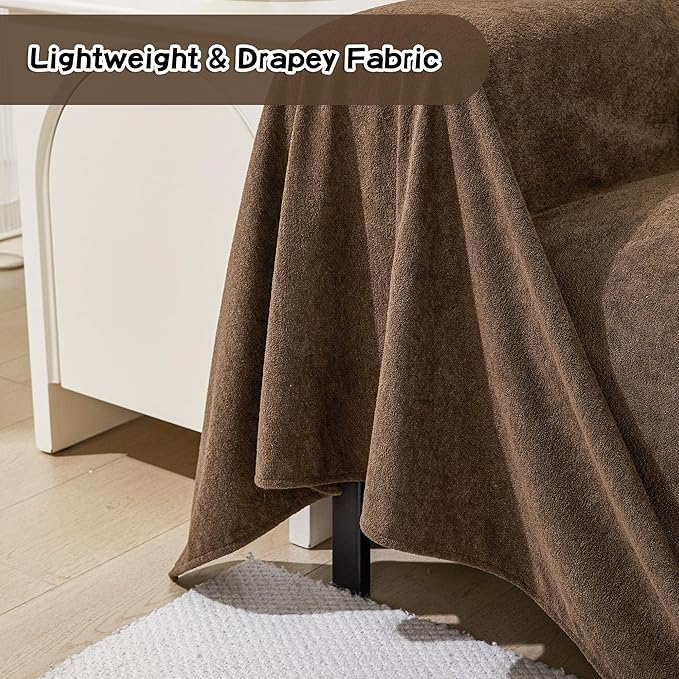 MEETSKY Couch Cover for 3 Cushion Sofa Washable, Cat Scratch Proof Sofa Covers, Furniture Protector L Shape Sofa Slipcovers Soft Sectional Couch Covers for Dogs, 71" x 134", Brown