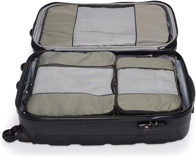 TravelWise Packing Cube System - Durable 5 Piece Weekender Plus Set (Silver)