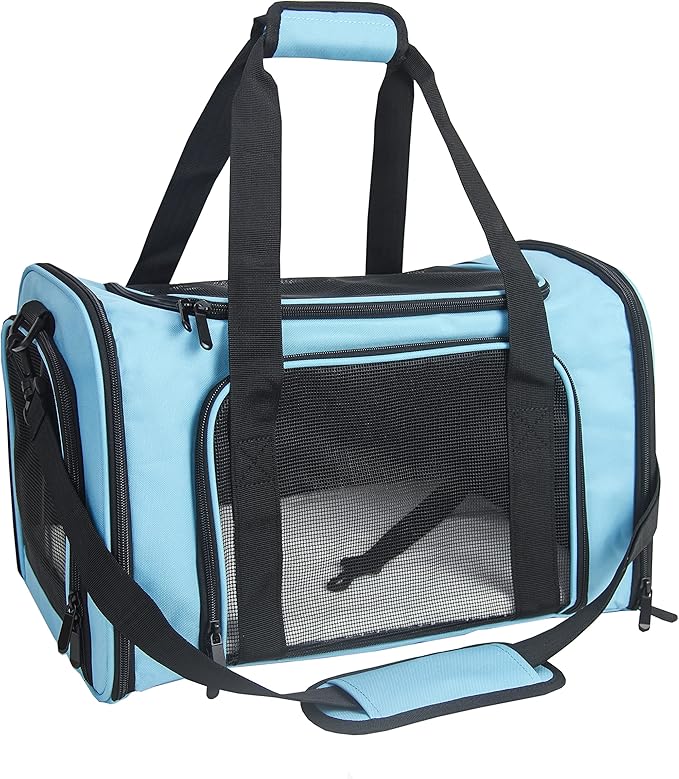 Soft Sided Carrier for Small Medium Cats Dogs,TSA Airline Approved Collapsible Travel Pet Carrier Medium Blue