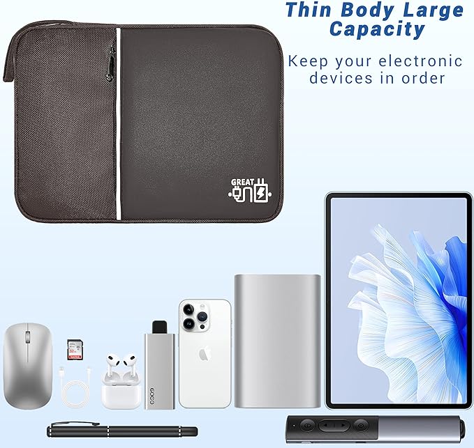 Electronics Organizer,Travel Cord Organizer Pouch, Portable Cable Organizer Bags, Waterproof Electronic Accessories Storage Case for Cables, Cords, Charger, Phone (Single Layer-Large-Brown)