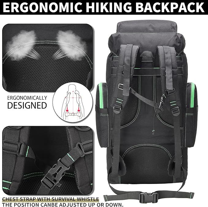 W WINTMING Hiking Backpack for Men 70L/100L Camping Backpack Military Rucksack Molle 3 Days Assault Pack for Climbing | Camping Backpack, 3 Days Assault Pack, for Climbing