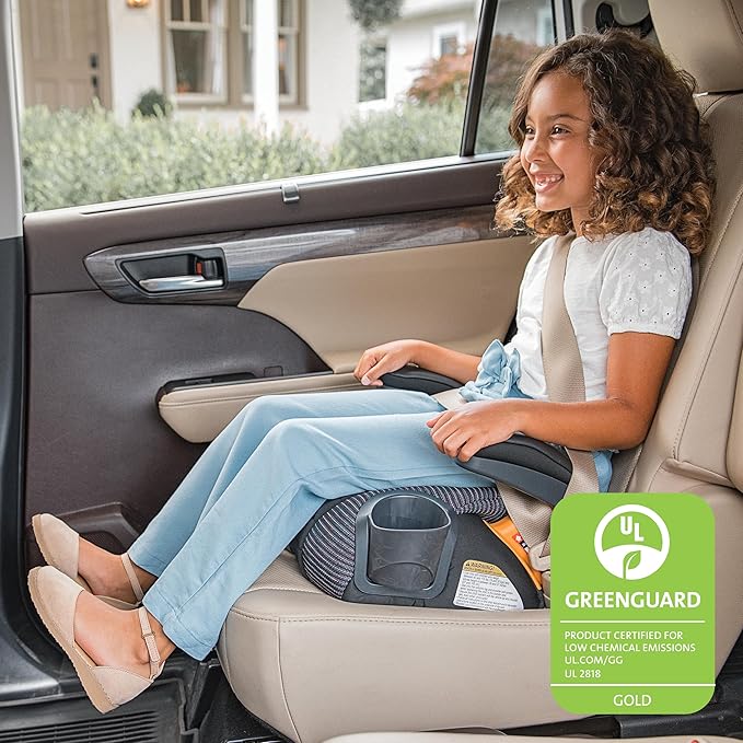 Chicco GoFit ClearTex Plus Backless Booster Car Seat, Latch Attachment, Quick-Release Latch Removal, Portable Car Booster Seat for Children at Least 4 Years Old and 40-110 lbs | Tropic/Green