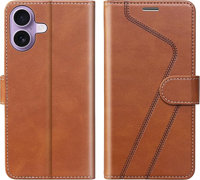 CIVICASE for iPhone 17 Wallet Case,PU Leather Flip Case RFID Blocking Credit Card Holder Folio Magnetic Stand TPU Shockproof Cover Compatible with iPhone 17, Brown