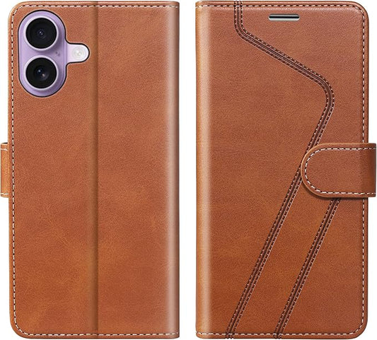 CIVICASE for iPhone 17 Wallet Case,PU Leather Flip Case RFID Blocking Credit Card Holder Folio Magnetic Stand TPU Shockproof Cover Compatible with iPhone 17, Brown