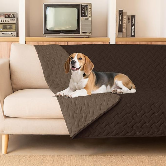gogobunny 100% Double Sided Waterproof Dog Blanket Soft Pet Bed Cover Reversible Protect Furniture Couch Sofa Car for Puppy Cat (Dark Coffee/Light Coffee, 82x102 Inch (Pack of 1))