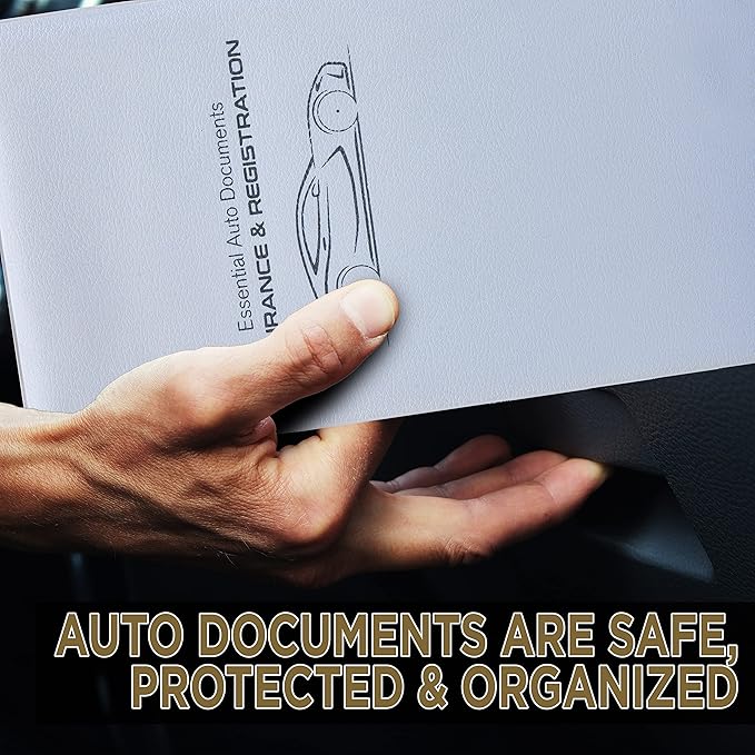 Andalus Auto Registration & Insurance Card Holder Pack of 2, Waterproof Essential Car Registration Holder with Hook & Velcro Closure, Perfect for Every Vehicles Glove Boxes (White - 9.5" x 5.15")