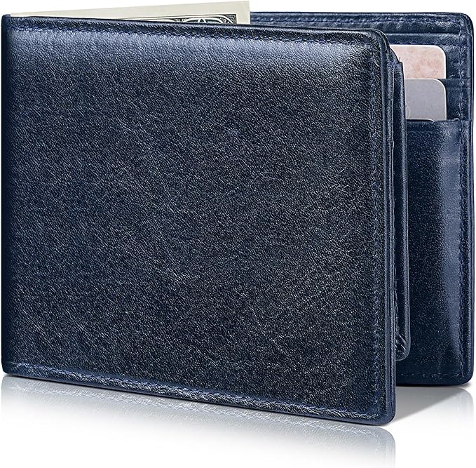 Artpaxy Mens Wallet Bifold Genuine Leather RFID Blocking Wallet for Men with 2 ID Windows 12 Card Holders 2 cash pockets 1 Gift Box