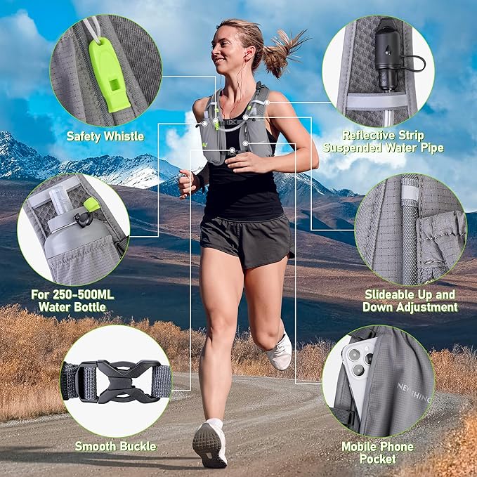 Hydration Running Vest for Women, Water Vest Backpack 5L Small, Lightweight Hydration Pack Mini Vest Women for Hiking, Trail Marathon Race (Pack with 1.5L Water Bladder)