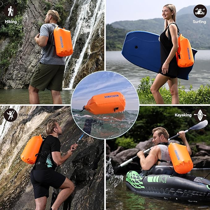 MARCHWAY Floating Waterproof Dry Bag Backpack 5L/10L/20L/30L/40L, Roll Top Sack Keeps Gear Dry for Kayaking, Rafting, Boating, Swimming, Camping, Hiking, Beach, Fishing