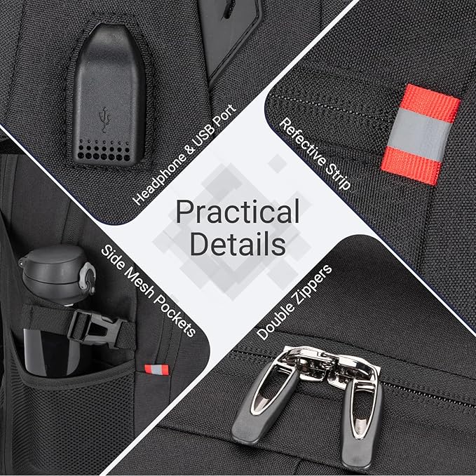 48L Expandable Laptop Backpack, Anti-thief Travel Backpack with USB Charging Port, Airline Approved Business Waterproof Carry on Luggage, Fits 17.3" Laptop for Men Women