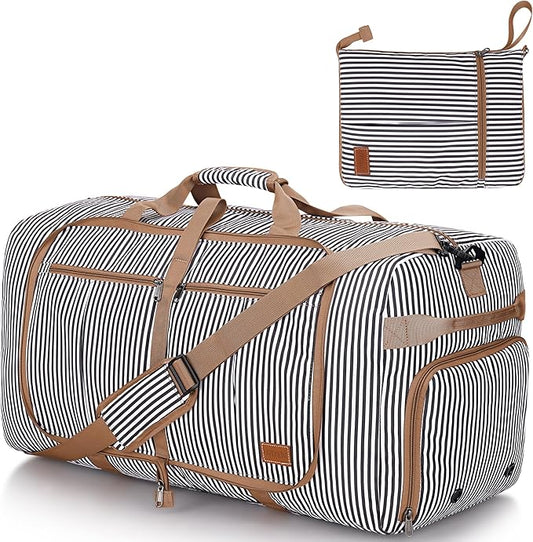 100L Travel Duffle Bag for Men, Urtala 32” Large Duffle Bag for Traveling with Shoe Compartment, Foldable Travel Duffel Bag Weekender Bag Gym Bag for Men Women Water & Tear Resistant (Stripe, 100L)