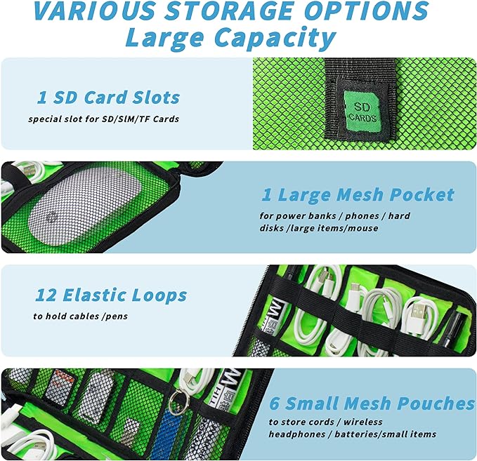 Electronics Organizer,Travel Cord Organizer Pouch, Portable Cable Organizer Bags,Travel Electronic Accessories Storage Case for Cables, Cords, Charger, Phone (Pink)