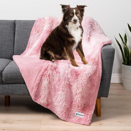 PetAmi Waterproof Dog Blanket for Small Medium Dogs, Calming Fleece Cat Blanket, Couch Protector Washable Sherpa Faux Fur Pet Throw for Puppy, Soft Reversible 29x40 Tie-Dye Pink