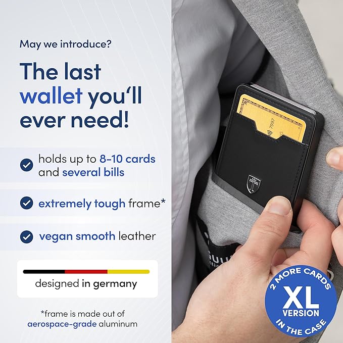 TRAVANDO Swype Slim Wallet for Men Metal RFID Blocking Mens Wallet Card Case (Without AirTag* Pocket)