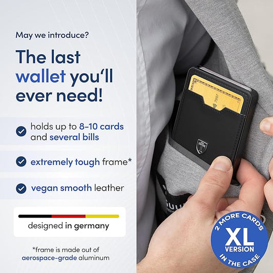 TRAVANDO Swype Slim Wallet for Men Metal RFID Blocking Mens Wallet Card Case (Without AirTag* Pocket)