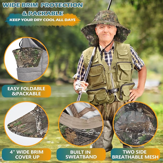 Solaris Sun Hat with Neck Flap, UPF 50 Sun Protection Lightweight Sun Cap for Men Women, Wide Brim Hat for Fishing Hiking