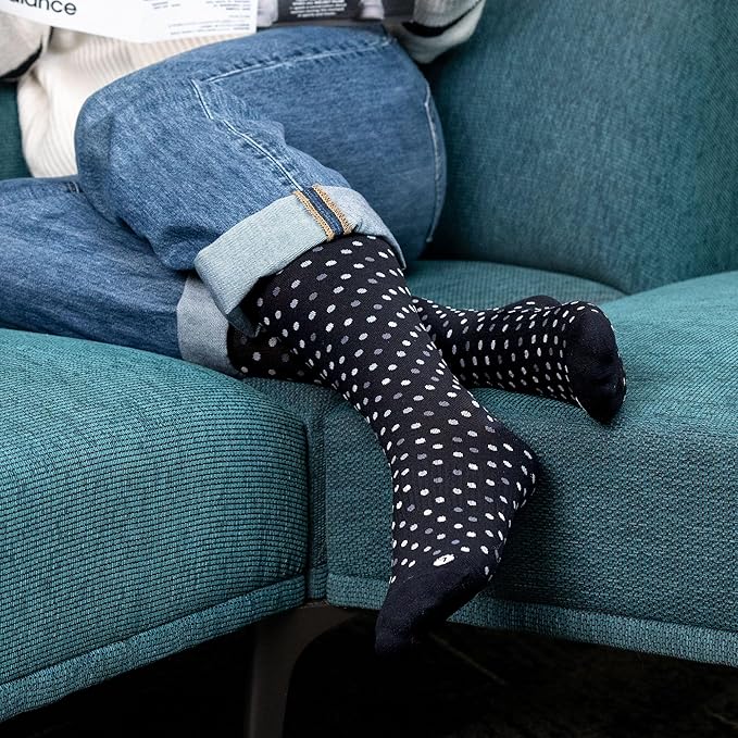 Medical Grade Compression Socks for Men & Women 15-20 mmHg by OrthoSleeve (Black Polka Dot, Small)