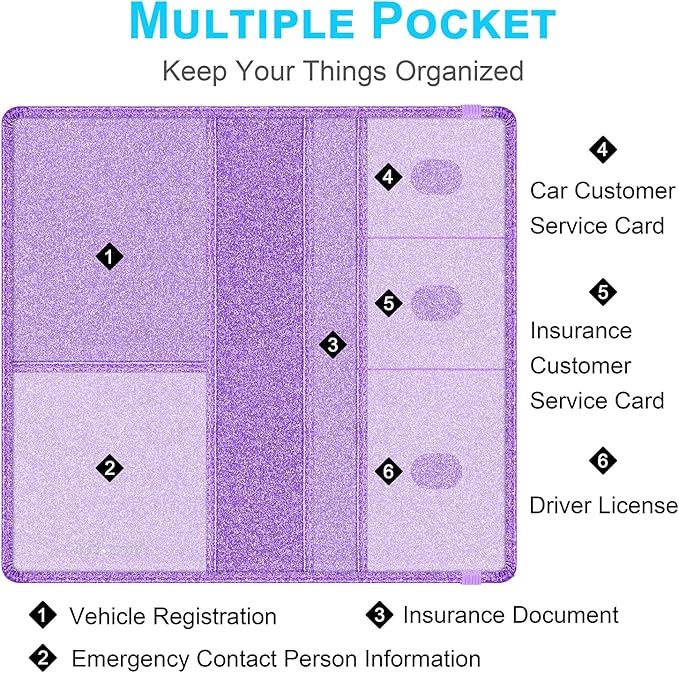 Wisdompro Car Document Holder Organiser, PU Leather Vehicle Insurance and Registration Holders Wallet Case for ID Card, Driving Licence, Key Contact Information Cards