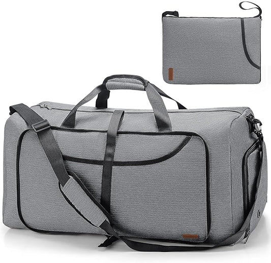 120L Duffle Bag for Travel, Large Foldable Waterproof Travel Duffel Bags Weekender Overnight Bag for Men and Women with Shoe Compartment (Gray)