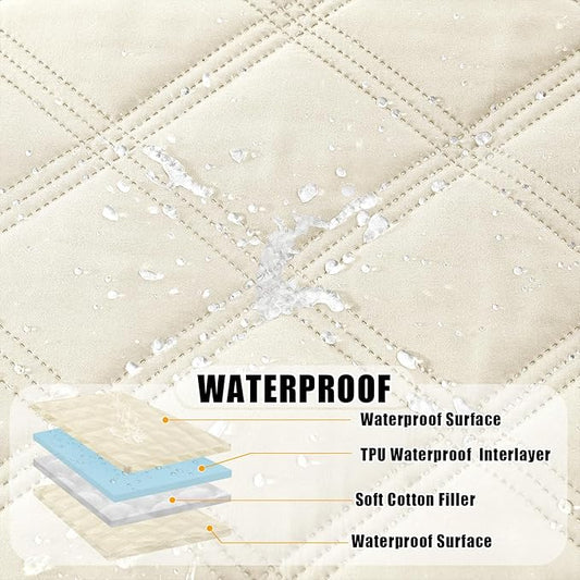 Smiry Waterproof Dog Bed Cover Blanket 40x50, Soft Reversible Pet Blanket, Washable Leakproof Cats Dogs Couch Cover for Sofa, Couch, Furniture, Lattice, Beige/Beige