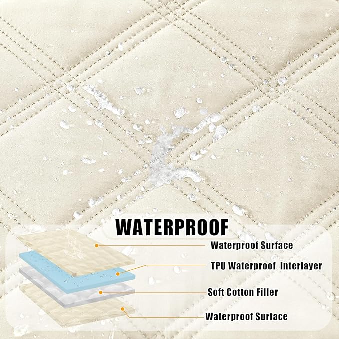 Smiry Waterproof Dog Bed Cover Blanket 40x80, Soft Reversible Pet Blanket, Washable Leakproof Cats Dogs Couch Cover for Sofa, Couch, Furniture, Lattice, Beige/Beige