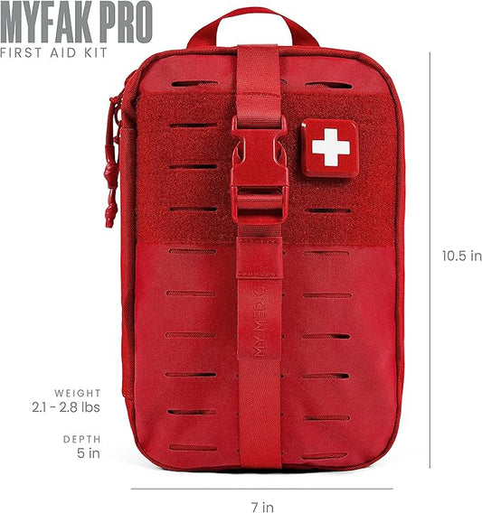 MY MEDIC MyFAK PRO Ifak First Aid Kit - 140 Life Saving Trauma and Medical Items - HSA FSA Home Medical Kit for Camping or Car - Red