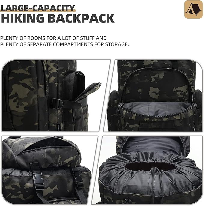 King'sGuard 100L Camping Hiking Backpack Molle Rucksack Military Camping Backpacking Daypack