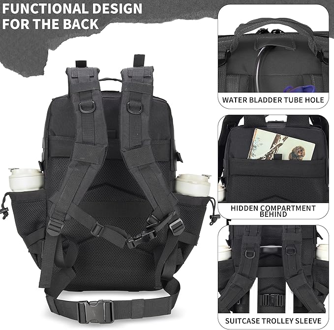 55L Tactical Backpack Heavy Duty Military Rucksack Molle Backpack 3 Day Assault Pack for Work Outdoors