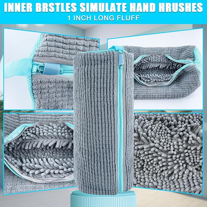 XXL Shoe Washing Machine Bag - Reusable Shoes Cleaning Bags for Washer And Dryer, Durable Zipper Laundry Shoe Bag 360° Deep Clean Sneaker Tennis Include Delicate Laundry Bag/Bra Laundry Bags (Gray)