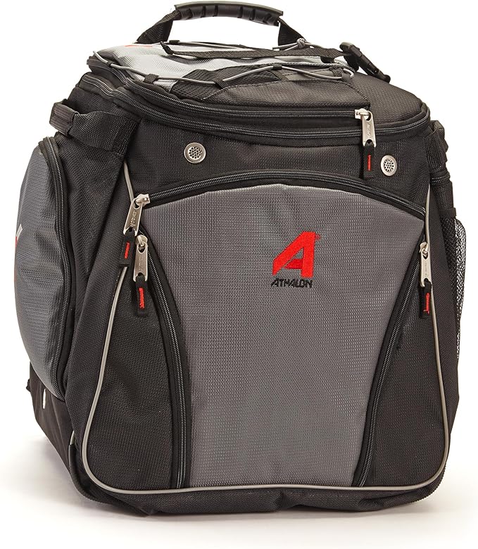 Athalon Heated Ski/Snowboard Boot Bag, Stores Gear Including Helmet, Goggles & Gloves, 12V Power, Grey & Black