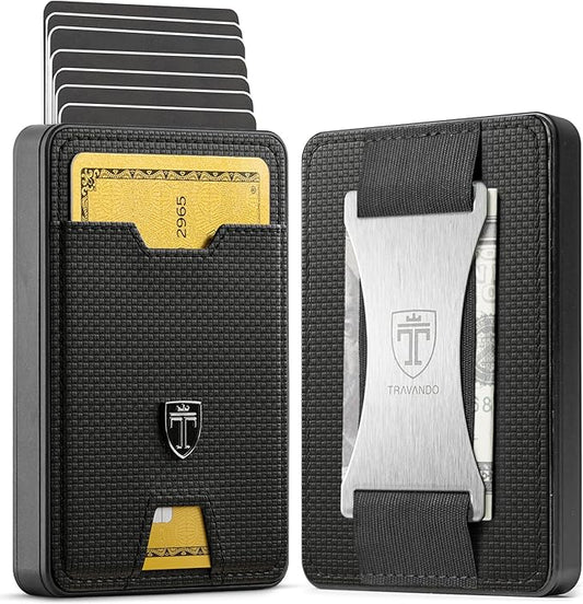 TRAVANDO Swype Slim Wallet for Men Metal RFID Blocking Mens Wallet Card Case (Without AirTag* Pocket)