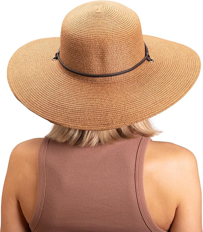 Sloggers Women's Wide Brim Braided Sun Hat with Wind Lanyard - UPF 50+ Maximum Sun Protection