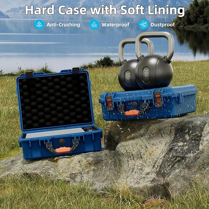 Blue Starlink Mini Hard Case Travel, Star Link Mini Waterproof Travel Case for with Molded Foam for Starlink Accessories, Lockable Storage Bag