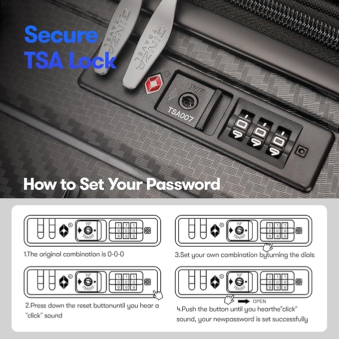 GinzaTravel 29 Inch Large Checked Luggage Expandable Hard Shell Suitcase with Spinner Wheels TSA Lock for Travel, 29inch, Black