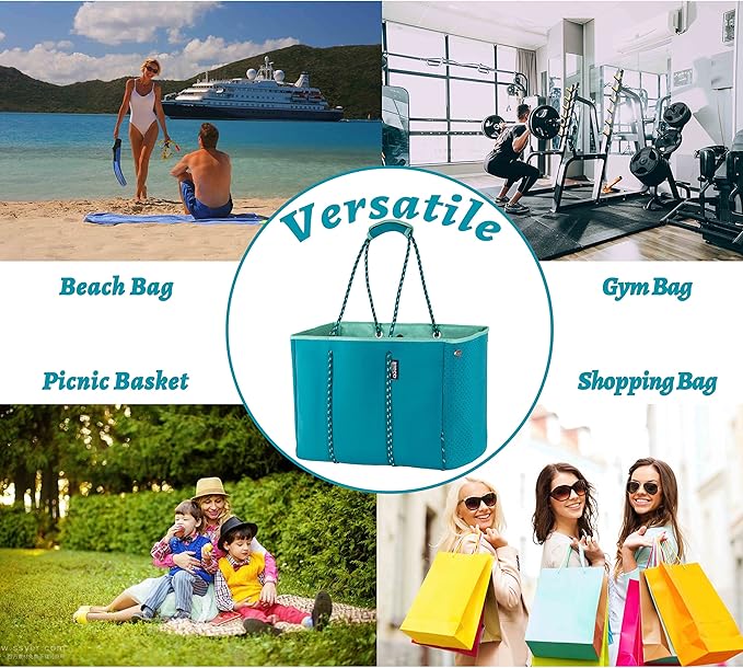QOGiR Neoprene Multipurpose Beach Bag Tote with Inner Zipper Pocket … … … …