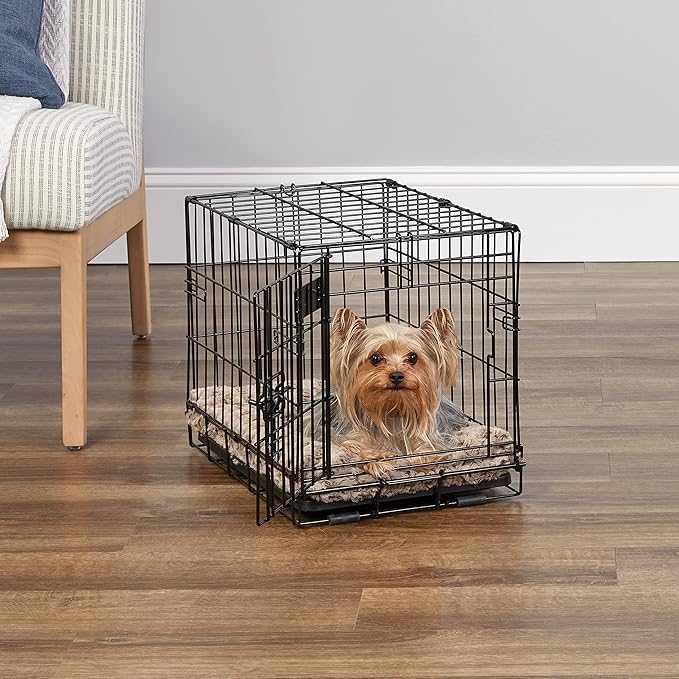 Midwest Homes for Pets 18-Inch iCrate Folding Dog Crate with Divider Panel, Leak-Proof Tray & Secure Latches – Metal Wire Kennel for Tiny Breeds – Portable, Durable & Easy to Assemble