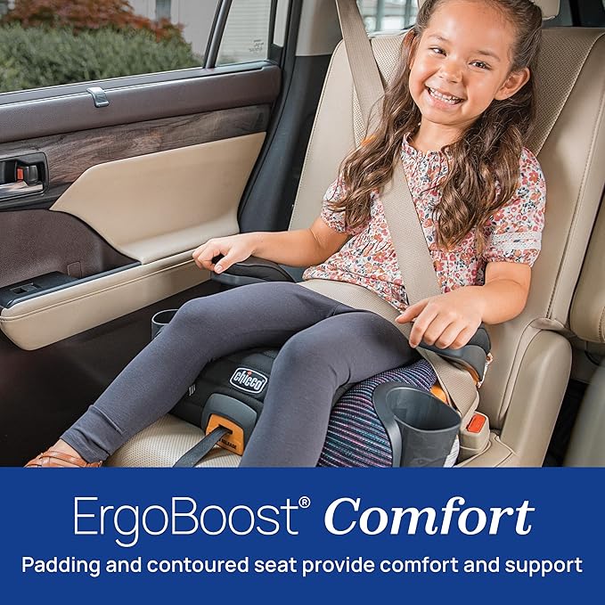 Chicco GoFit ClearTex Plus Backless Booster Car Seat, Latch Attachment, Quick-Release Latch Removal, Portable Car Booster Seat for Children at Least 4 Years Old and 40-110 lbs | Confetti/Black