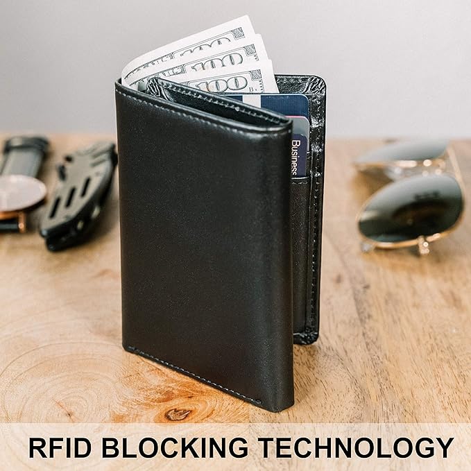 Top Grain Leather Trifold Wallet for Men | Ultra Strong Stitching | Handcrafted Argentinian Leather | RFID Blocking | Extra Capacity Trifold Wallet |Thin and Sophisticated Tri-Fold Design