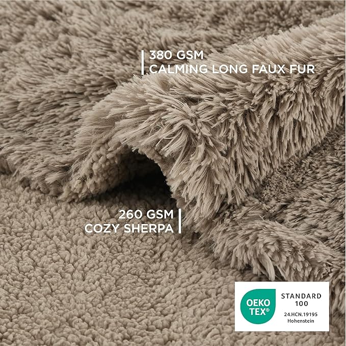 Bedsure Waterproof Dog Blankets for Medium Dogs - Calming Cat Blanket for Couch Protector Washable, Long Faux Fur Pet Throw Blanket for Puppy, Reversible Furniture Protection, 30"x40", Brown