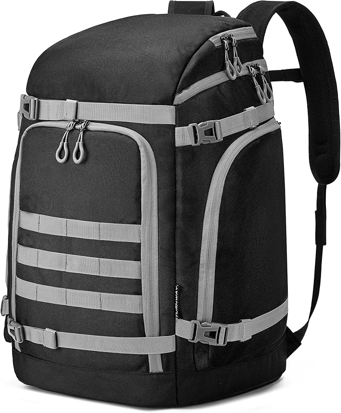 New Ski/Snowboard Boot Bag/Skating Bag | Excellent for Store and Transport Gear, Helmet, Goggles & Accessories | Travel with Waterproof Exterior, Reflective Strip for Men, Women (Black)