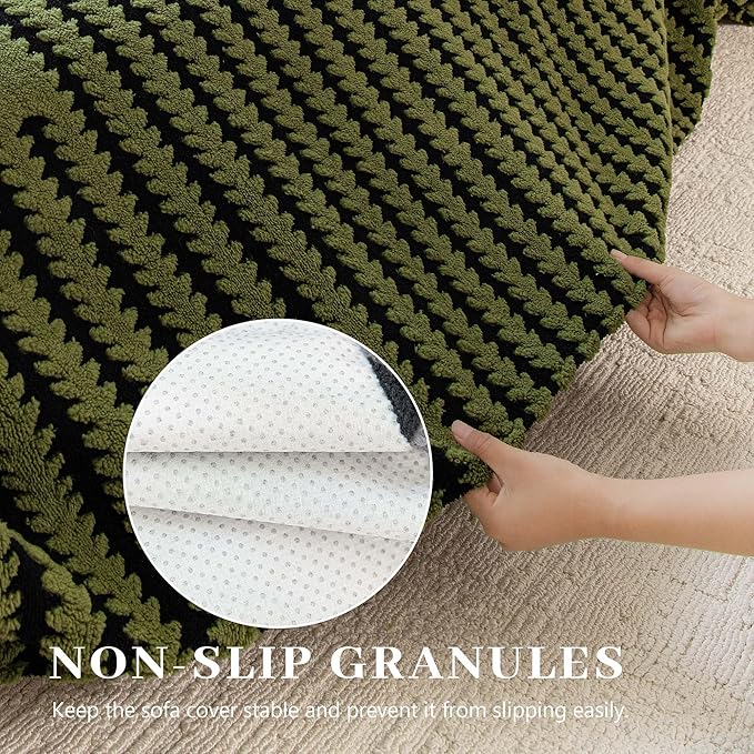 Non Slip Couch Covers for Cushion Couch Sofa, Pet Friendly Sofa Covers Washable, Heavy Duty Scratch Resistant Furniture Cover for Dogs, 71" x 91", Green